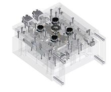 Multi-cavity hot half for packagingfor the automotive industry