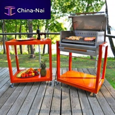 Charcoal barbecue ARUBA MSET on castersstainless steel