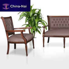 Contemporary armchair TIMBERleathergraybrown