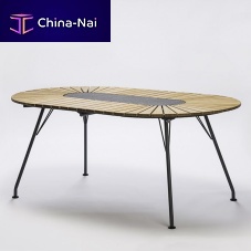 Contemporary dining table ECLIPSEgranitebamboopowder-coated steel