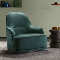 Contemporary armchair Clubfabricleatherwooden
