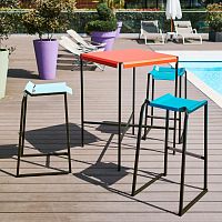 Contemporary high bar table Pleatsthermo-lacquered steelpowder-coated steel baserectangular