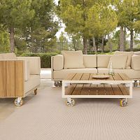 Contemporary coffee table VINEYARD woodenaluminum basesquare