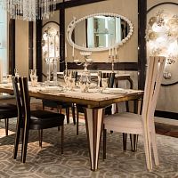 Contemporary dining chair MICHELANGELOindoorleatherwalnut base