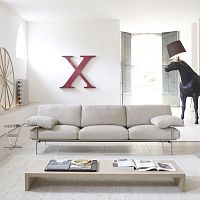 Contemporary sofa Diesisfabricleatherbeige