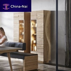 Contemporary display case V-Montana oakwalnutwith built-in lighting