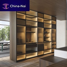 Floor-to-ceiling shelf ATELIERcontemporarywoodenaluminium
