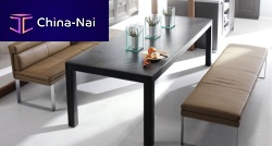 Contemporary upholstered bench MENUleatherwith backrestbeige
