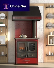 Wood range cooker MINI HELENA RUSTICcast ironwith integrated extractor hood