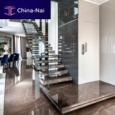 Straight staircase LUXO: STONEquarter-turnhalf-turnmarble step