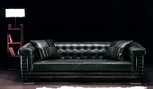 Chesterfield sofa ASCOTleatherblack3-seater