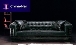 Chesterfield sofa ASCOTleatherblack3-seater