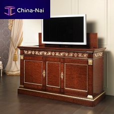 Empire style TV cabinet art. 90with screen liftbrassmahogany