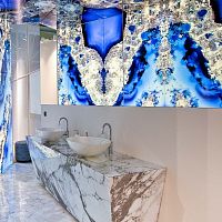 Glass stone slab GEM for floorfor interiorbathroom