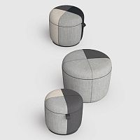 Contemporary pouf LIVES fabricleatherround