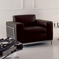 Contemporary armchair ELBA leatherfabricchrome steel
