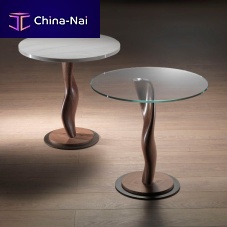 Contemporary pedestal table TL42 PISTILLO glasswalnutround