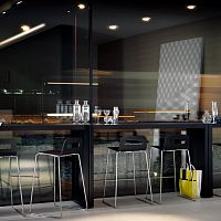Contemporary high bar table PANCOwoodenlaminatelacquered metal base