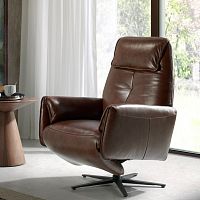 Contemporary relaxing armchair 5056 leathercowhidepine