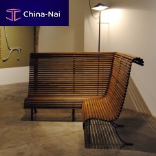Contemporary bench ELEPHANTteakcast aluminumwith backrest