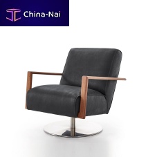 Contemporary armchair ICARUSleathersolid woodblack