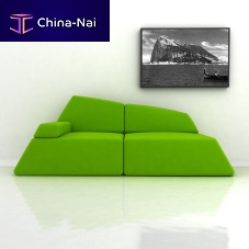 Original design sofa GIBRALTARfabricleathergreen