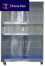 Veterinary isolation cage 1300-204-compartmentstainless steel2-shelf