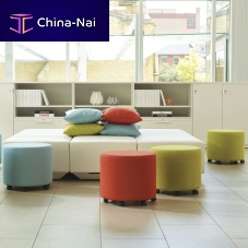 Contemporary ottoman COLLABORATIVEfabricupholsteredindoor