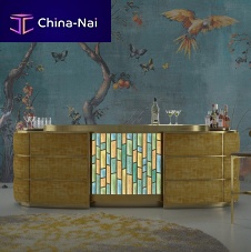 Bar counter Giuliawoodensteelleather