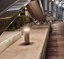 Public space bollard light KHAcontemporaryaluminumstainless steel