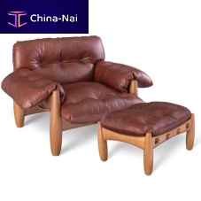 Contemporary armchair MOLEleathersolid woodbeech