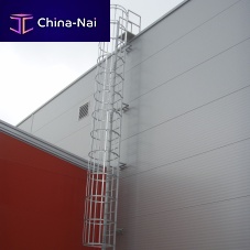 Ladder with safety cage steel