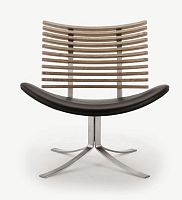 Contemporary fireside chair GM 4175 Gepardfabricleatheroak