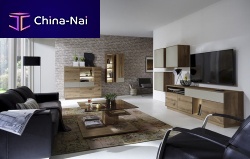 Contemporary TV wall unit BENT oak