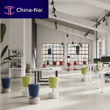 Contemporary stool MICKEYpolished stainless steel baseupholsteredadjustable-height