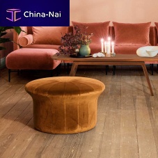 Contemporary pouf GRACEfabricleatherround