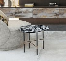 Contemporary coffee table JUPITER lacquered woodmarblemetal base