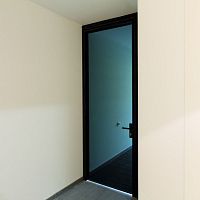 Interior door MINIMALISTaluminumpivoting with offset axisglazed