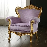 Baroque style armchair fabricsolid woodwood with gold leaf finish
