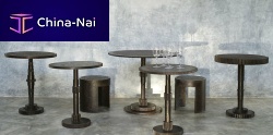 Industrial design pedestal table metalroundhome