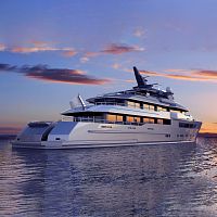Cruising mega-yacht 5500 raised pilothousepropeller shaftsteel