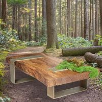 Original design coffee table RADURACornish oakwooden baserectangular
