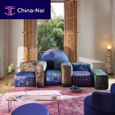 Modular sofa Notturno a New Yorkcontemporaryfabricblue