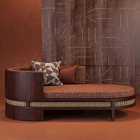 Contemporary daybed Brooksrattanfabricwalnut