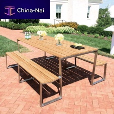 Contemporary picnic table BOND : 6969teakstainless steelrectangular
