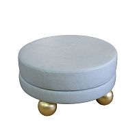 Contemporary ottoman MONTAIGNE fabricwood with gold leaf finishround