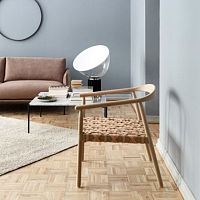 Contemporary armchair FAYleatherwoodenwith footrest