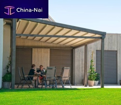 Wall-mounted pergola woodenfabric canopycommercial