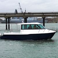 Catamaran cabin cruiser Blue Havenoutboardtwin-enginehard-top