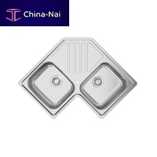 Double kitchen sink KEPPLER BBwith drainboardpolished stainless steelovermount